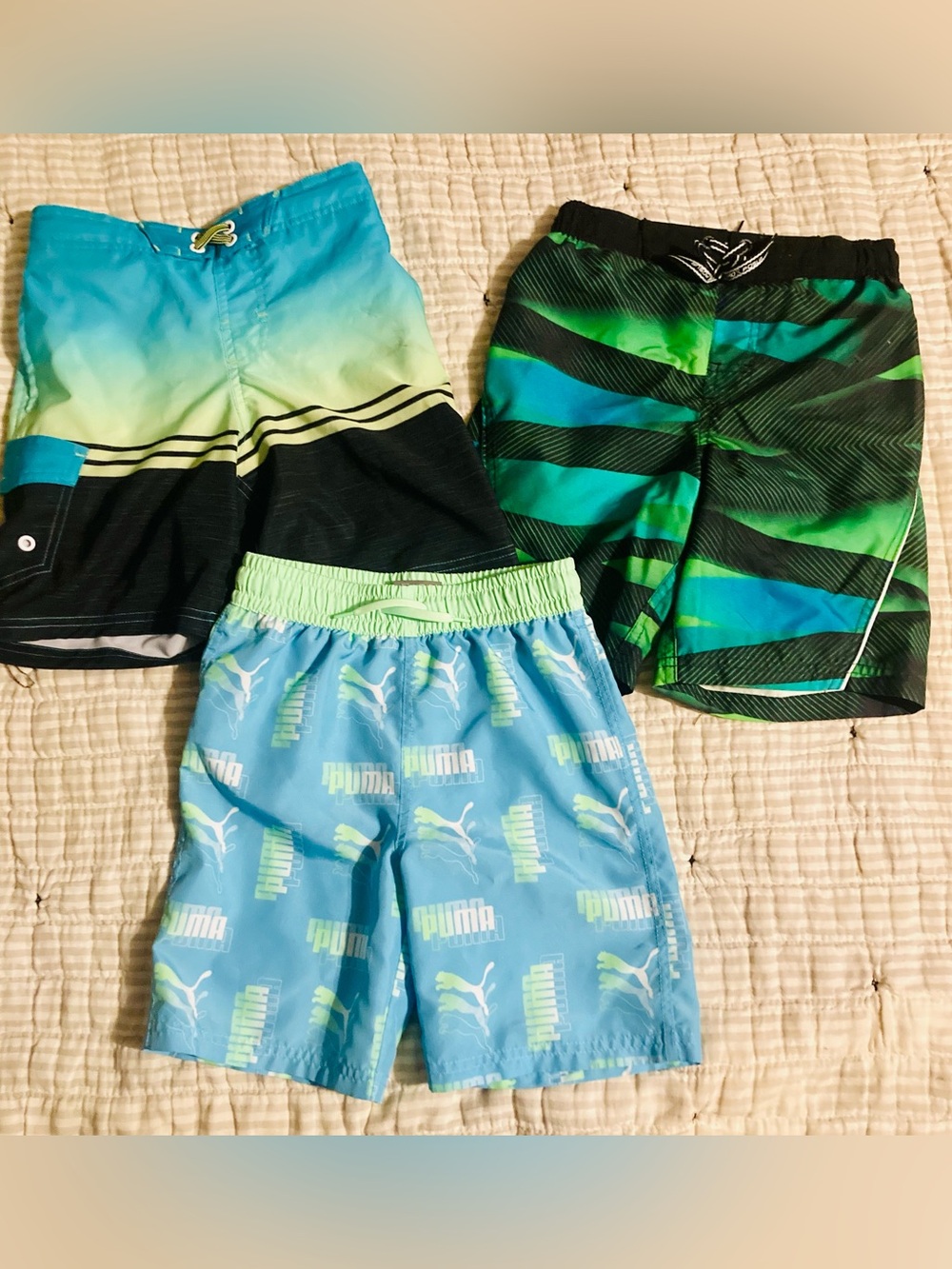 Lot of 3 Boy’s Swim Trunks - Sizes 5 - 7 Puma & other brands